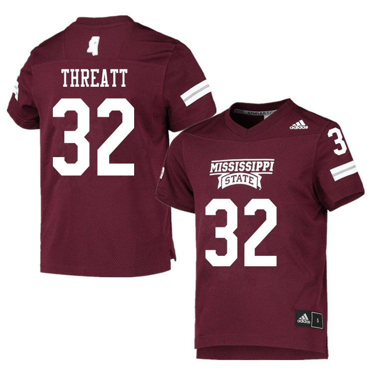 Men #32 Cam Threatt Mississippi State Bulldogs College Football Jerseys Sale-Maroon - Click Image to Close